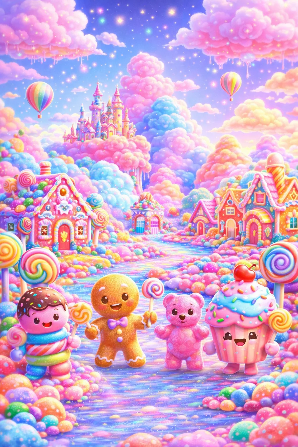 Candy people and playful constructed life.